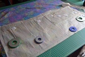 The back pattern secured to the fabric