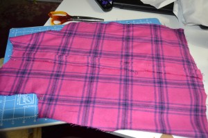 Back seam stitched and basted closed