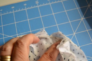 Clipping the turn on the front of the neckline